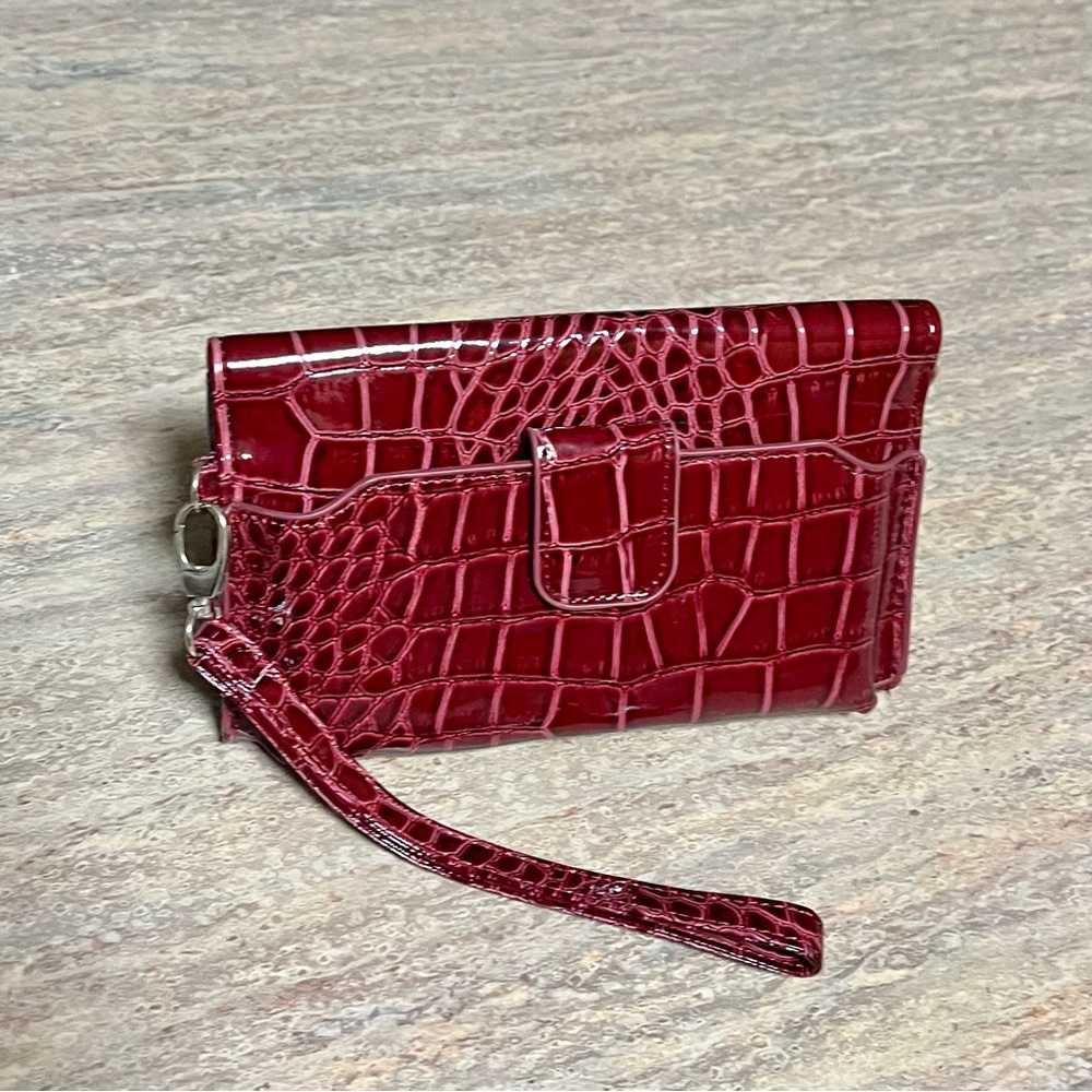 NWOT Just Solutions Eye Pockit burgundy Croco convertible clutch bag - Picture 5 of 15